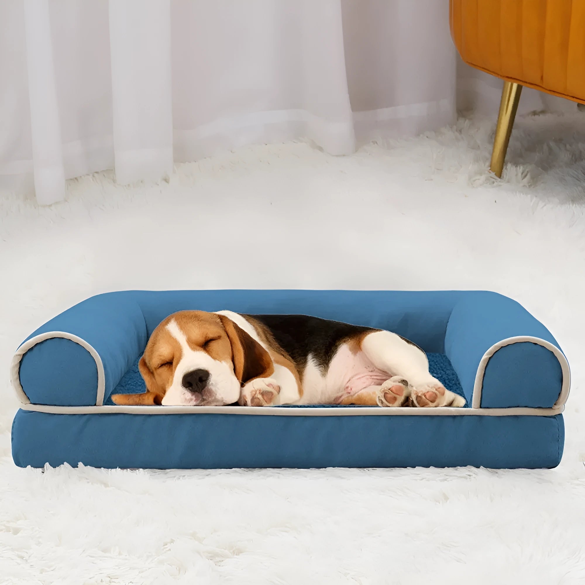 Square breathable sponge cooling dog bed for kennels in blue colour option