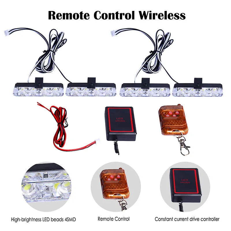 Car mounted LED wireless remote emergency warning light in black for automotive hazard signalling