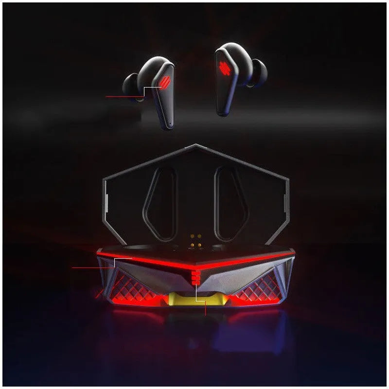 K98 Black colour Bluetooth wireless headset with charging case on a dark background.