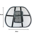 Black polypropylene fibre car lumbar support pillow measuring 41 by 39 centimetres