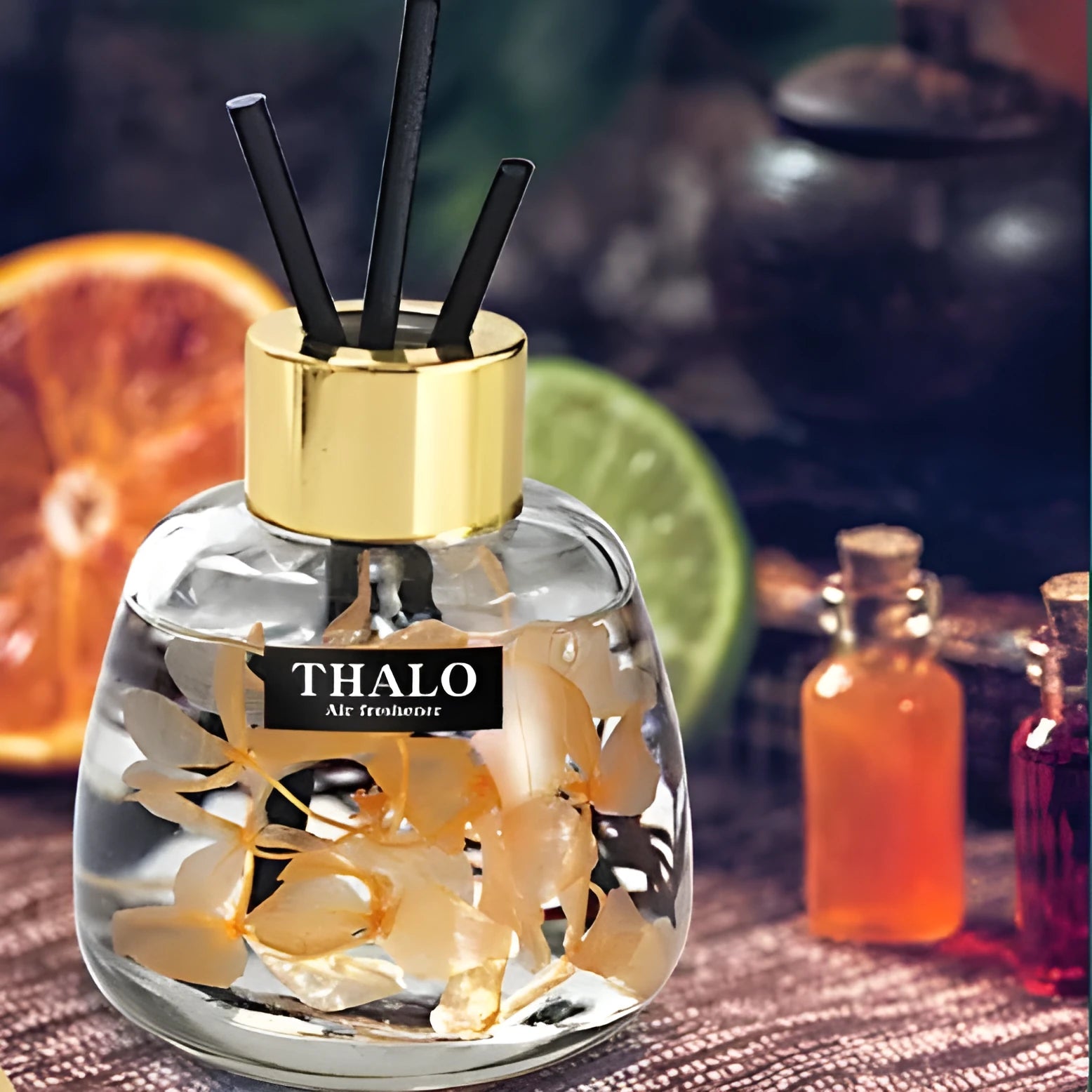 Glass bottle car perfume ornament with loose incense in six scent options