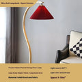 Retro vertical table lamp with a choice of log white or log wine red shade on a wooden surface.