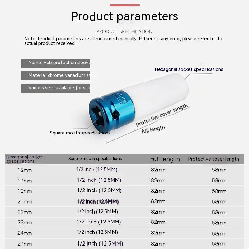 45# steel impact hexagon socket for pneumatic wrench in 17mm size on white background