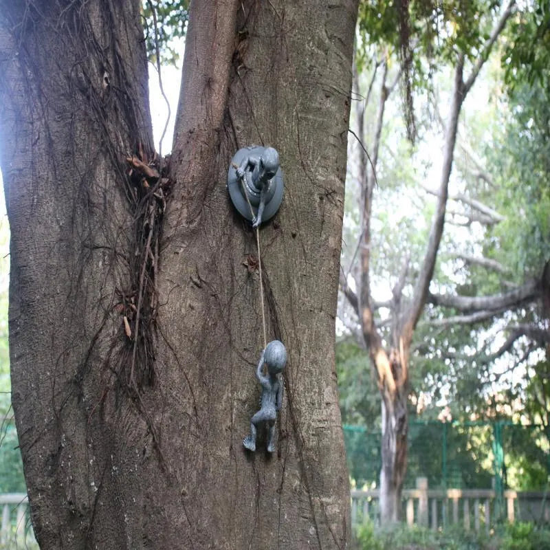 Grey resin carved alien tree pendant for outdoor courtyard decoration, 19x15x20cm