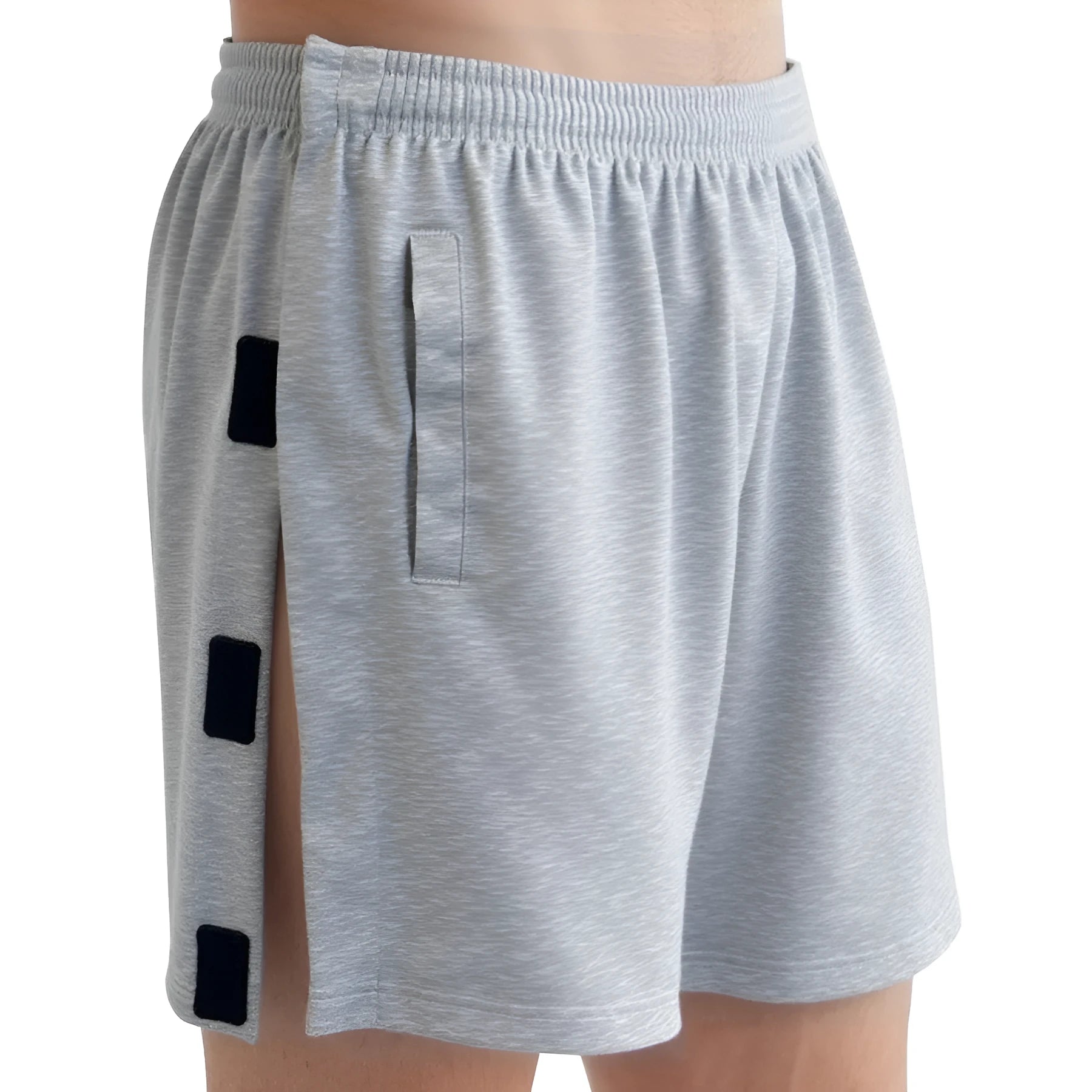 Men's fracture underwear velcro pants in black, easy off waist and leg, polyester fabric