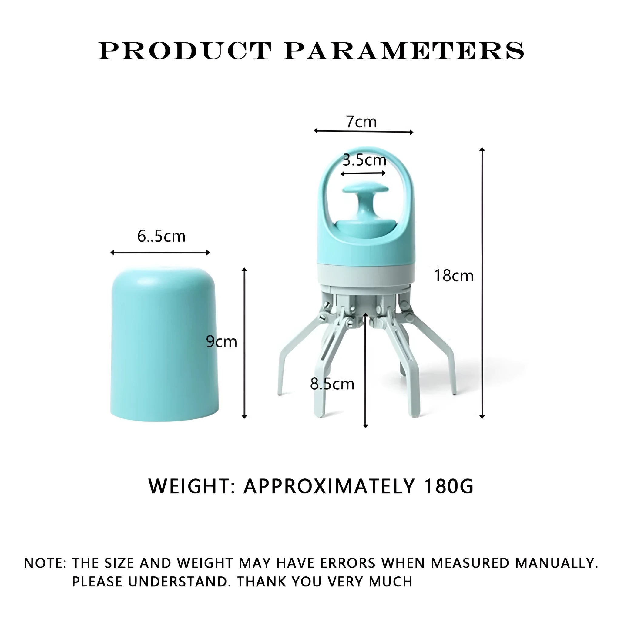 Portable dog pooper scooper with claw scoop and built-in garbage bag dispenser in blue colour