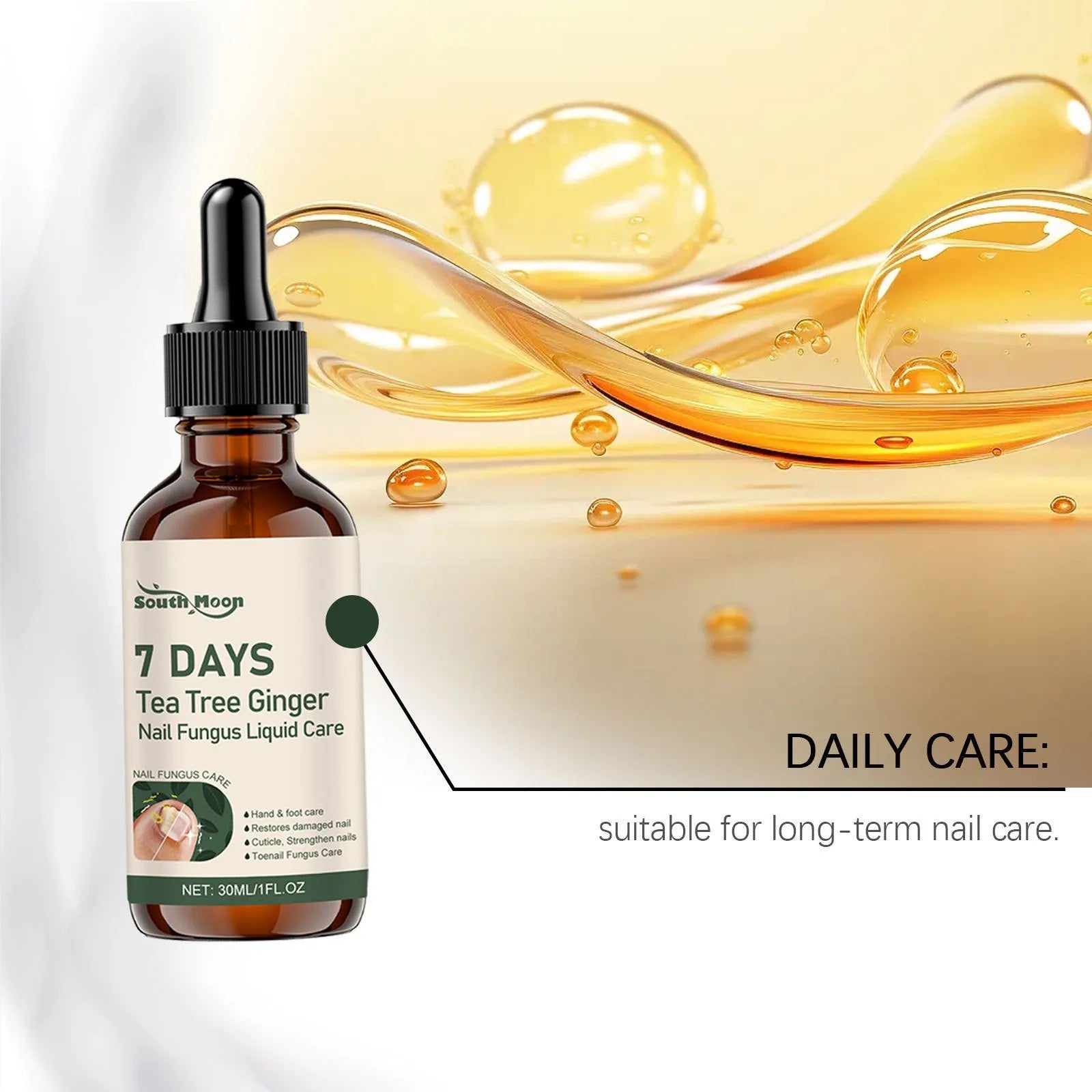30ml bottle of mild brightening nail care solution for daily nail appearance improvement.
