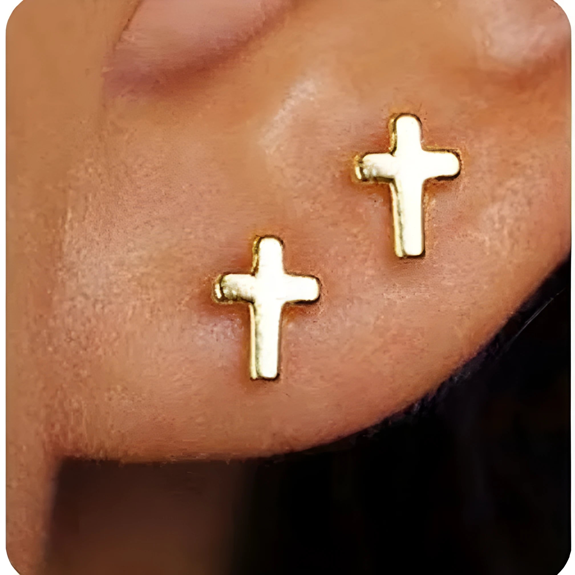 Women's electroplated zinc alloy bow and cross stud earrings in gold and silver, geometric shape.