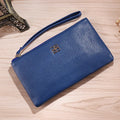 55cm long PU leather phone wallet handbag with zipper in solid colour
