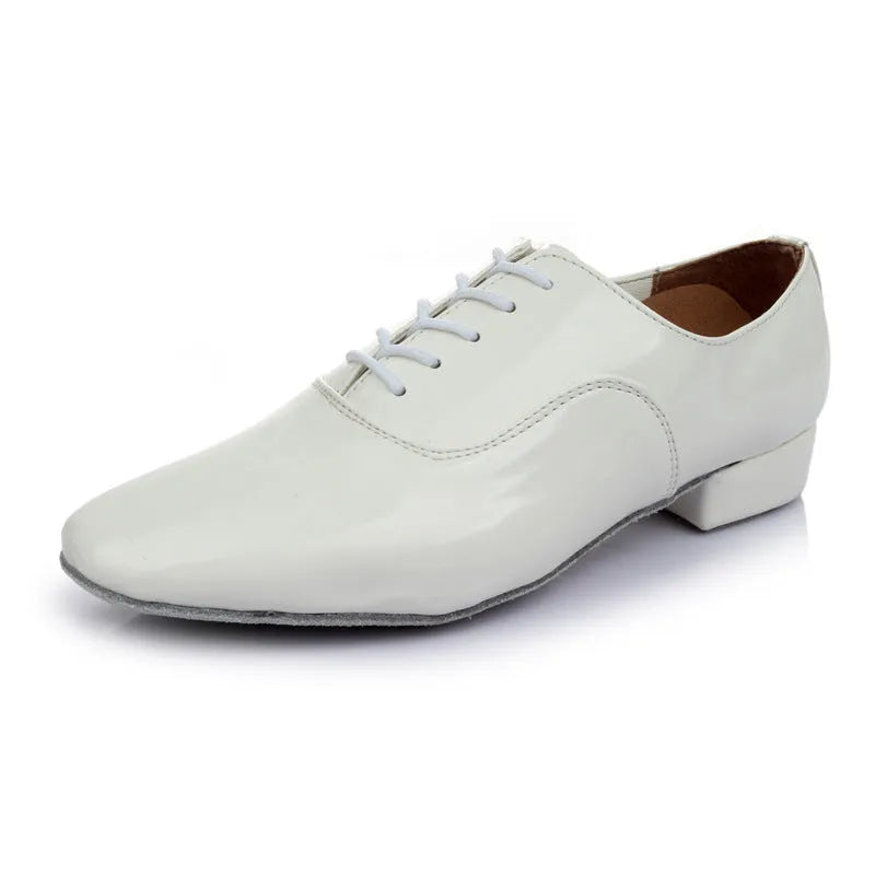 Men's dancing shoes in polished leather black indoor, synthetic upper, calf leather sole, size 38-45