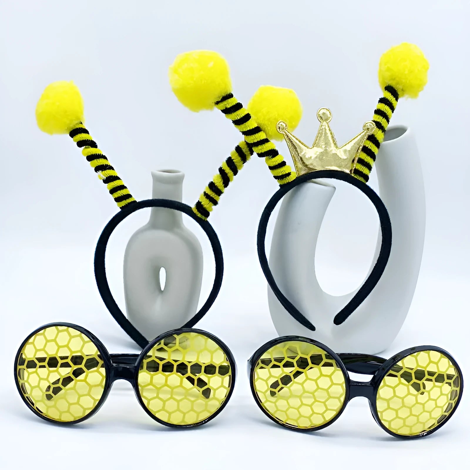 Yellow and black bees costume headband and glasses set for children's fancy dress