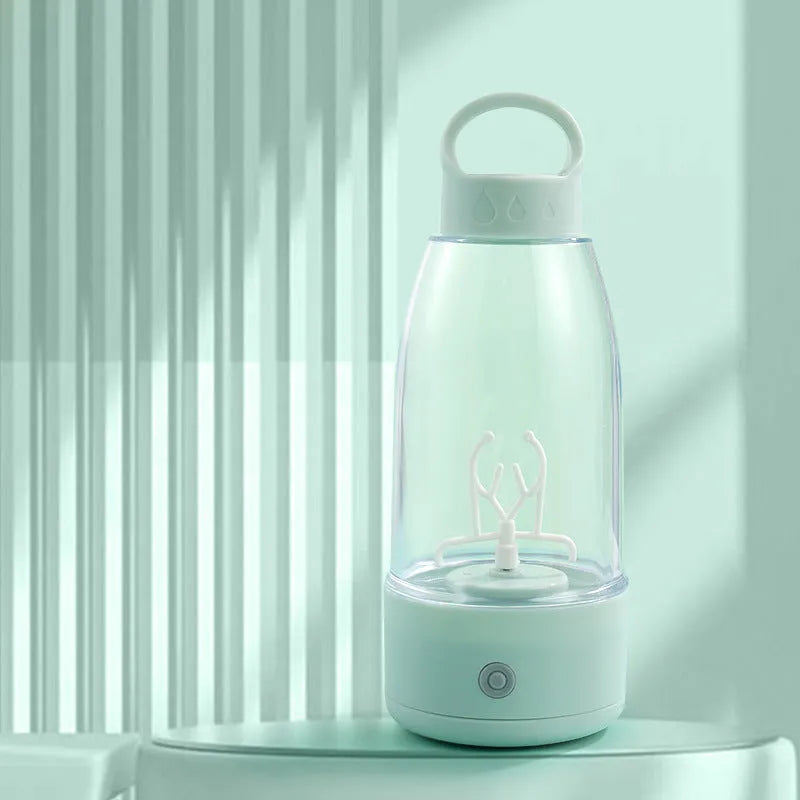 Automatic electric shaker bottle with USB charging, 350ml capacity, plastic construction, in cream white colour