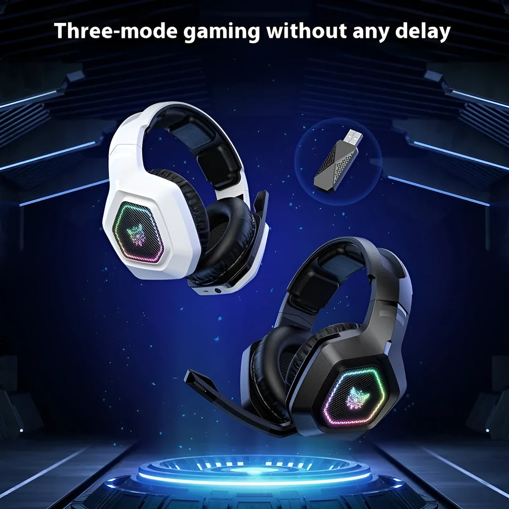 Wireless gaming headset with RGB lighting, Bluetooth and 2.4G connectivity, PC ABS build, black colour