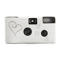 White disposable film camera with manual operation and 3x optical zoom, compact 11.5x6.0x3.3cm size