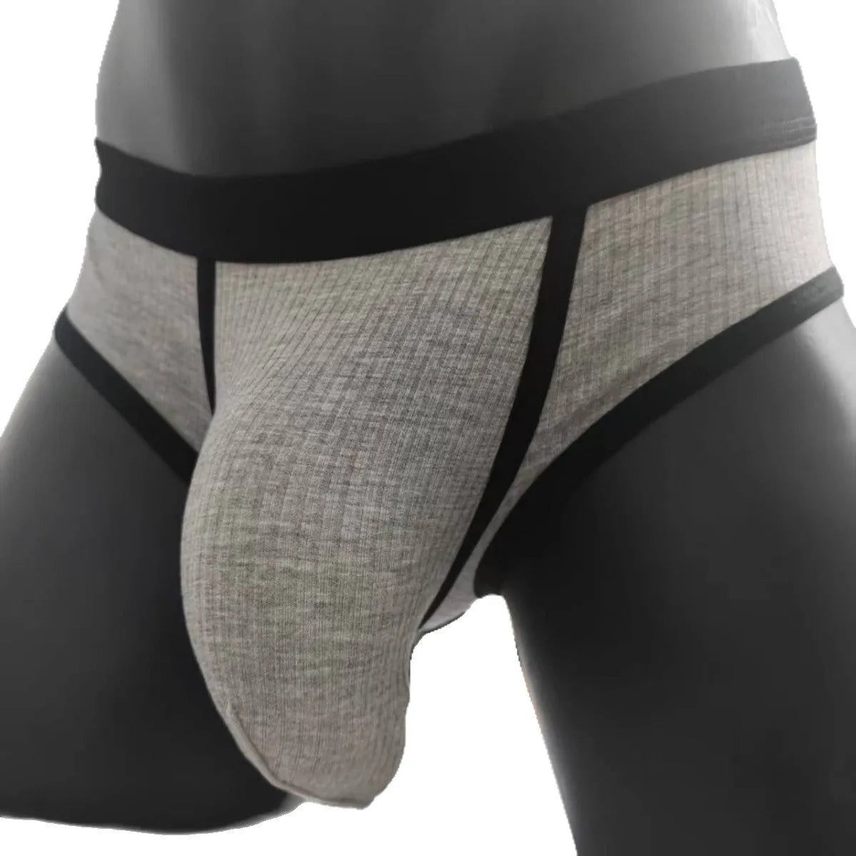 Men's triangle breathable U-shaped big bag underwear in viscose knit fabric, solid colour, front view
