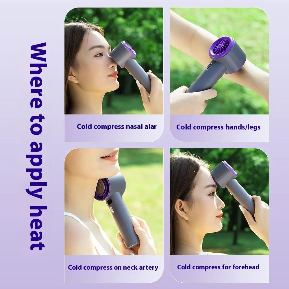 Portable handheld turbo fan with semiconductor refrigeration 3000mAh battery white cold compress