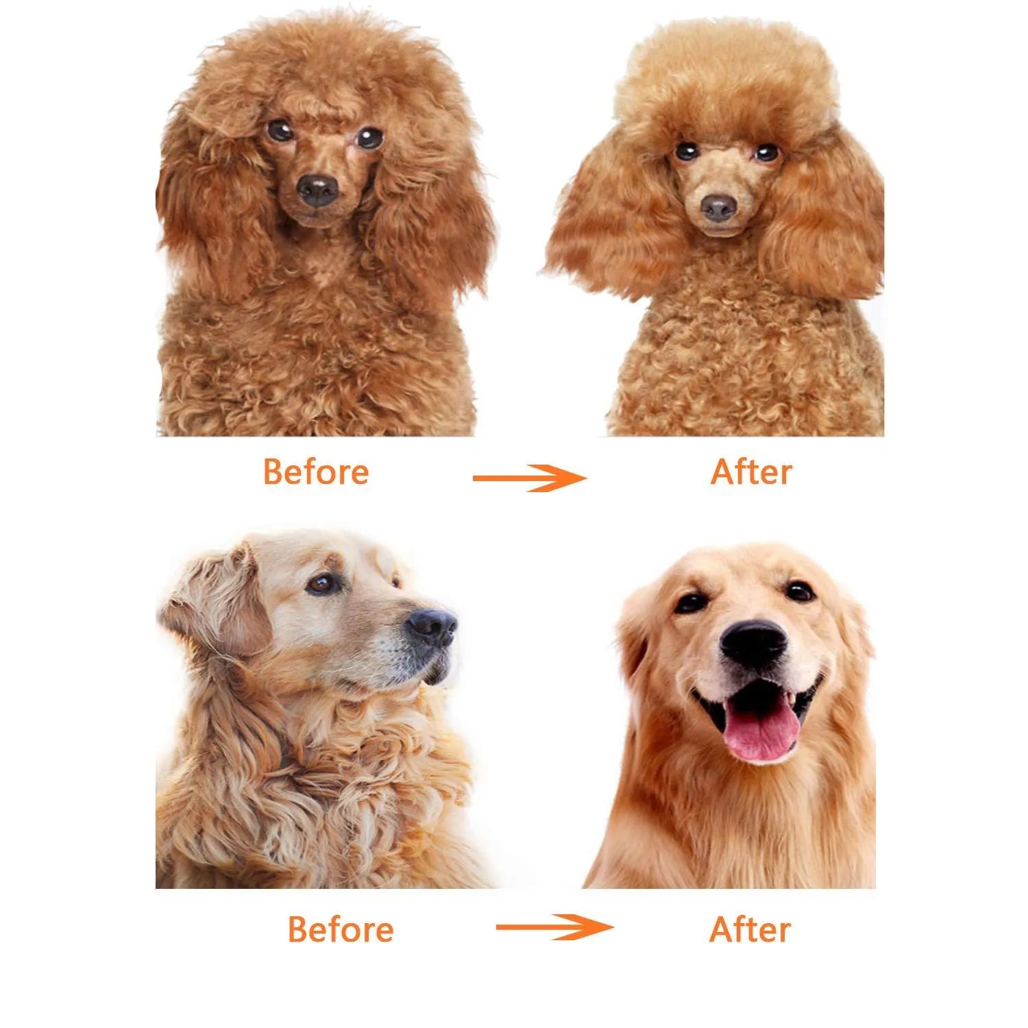 Red plastic handle pet dematting comb with dual-length stainless steel teeth for dog cat grooming