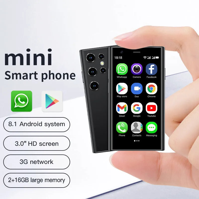 S23PRO XS15 mini smartphone with 30cm screen in black, green or pink purple colours