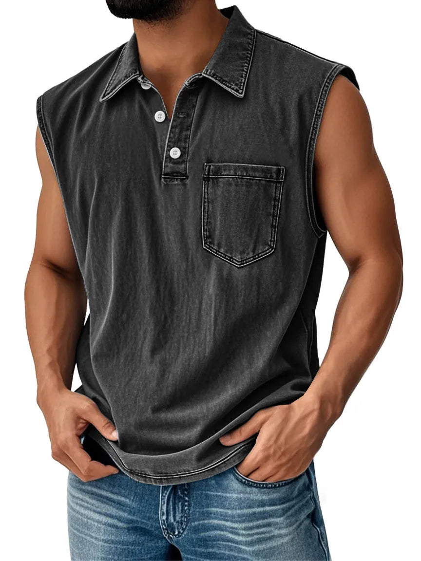 3D digital printed men's button polo shirt short sleeve loose fit polyester fibre leisure top
