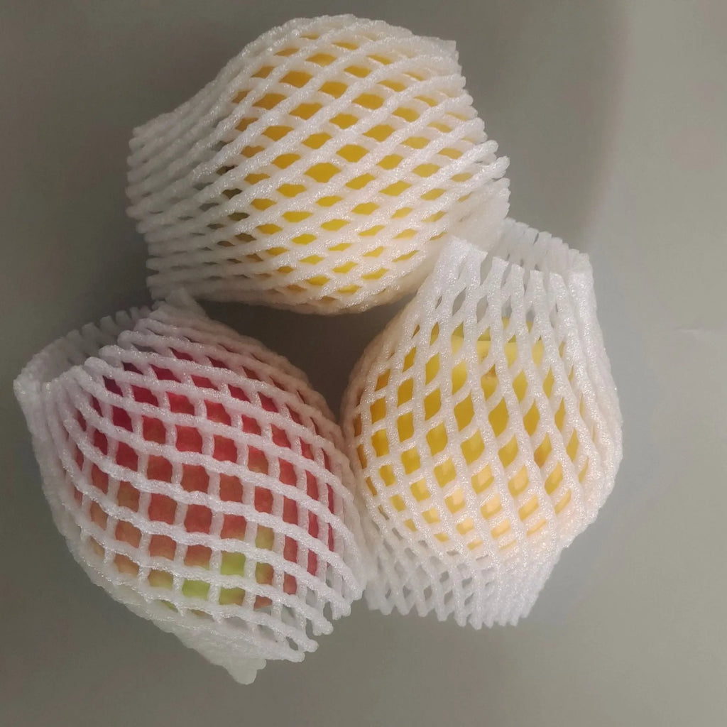 White foam fruit net protective cover for produce cushioning and shockproof packaging