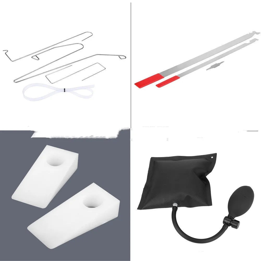 9-piece automotive maintenance tool set with air pump wedge and plastic pry tools
