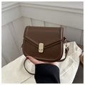 Soft black PU leather clamshell shoulder messenger bag shown open, featuring a horizontal square shape.