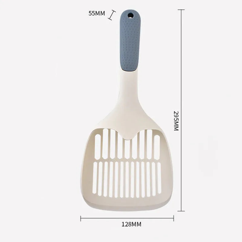 Cat litter shovel with large slot scoop for tofu litter, 30 cm long, in grey plastic
