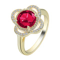 Copper fruit-shaped zircon ring for men and women on a plain background.