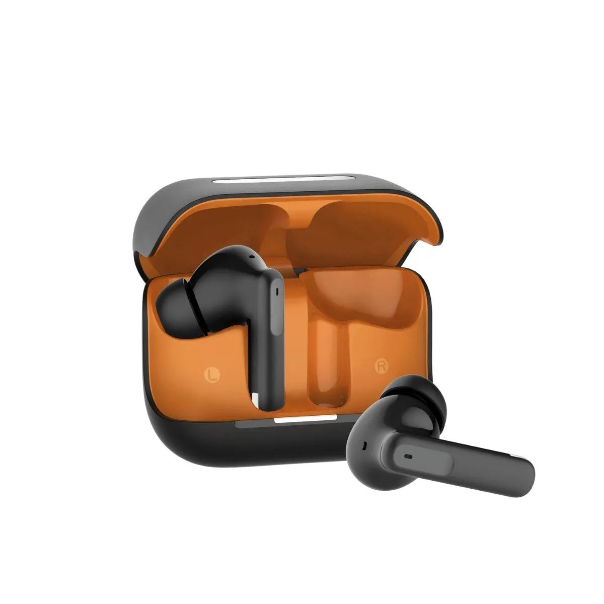 Black wireless Bluetooth headset with active noise reduction in-ear design and 13mm speaker