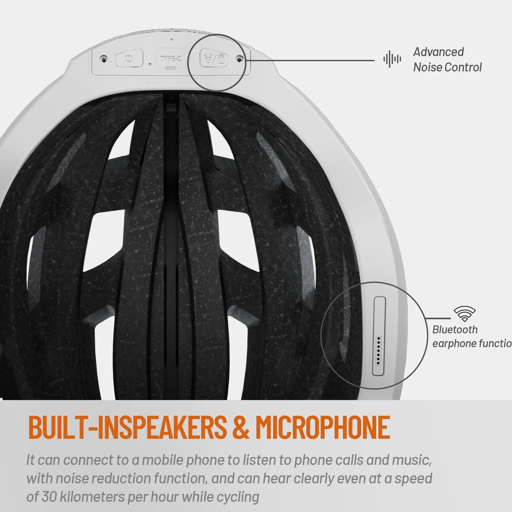 Smart Bluetooth warning light riding helmet in black and grey, free size 57-62cm, EPS PC construction