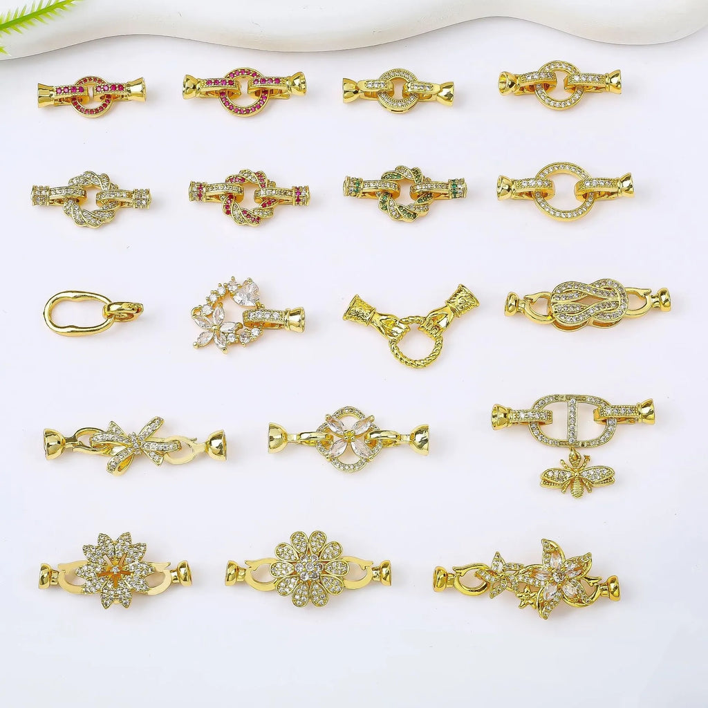 Small 18K gold colour pearl necklace buckle for DIY jewellery making