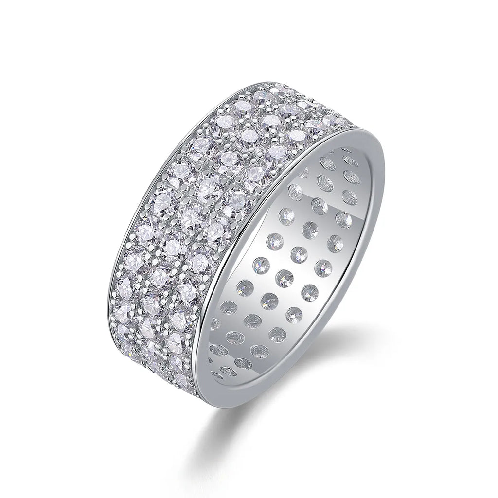 Star Dream moissanite wedding ring set in S925 silver with platinum plating, under 0.1 carat stone, gift box