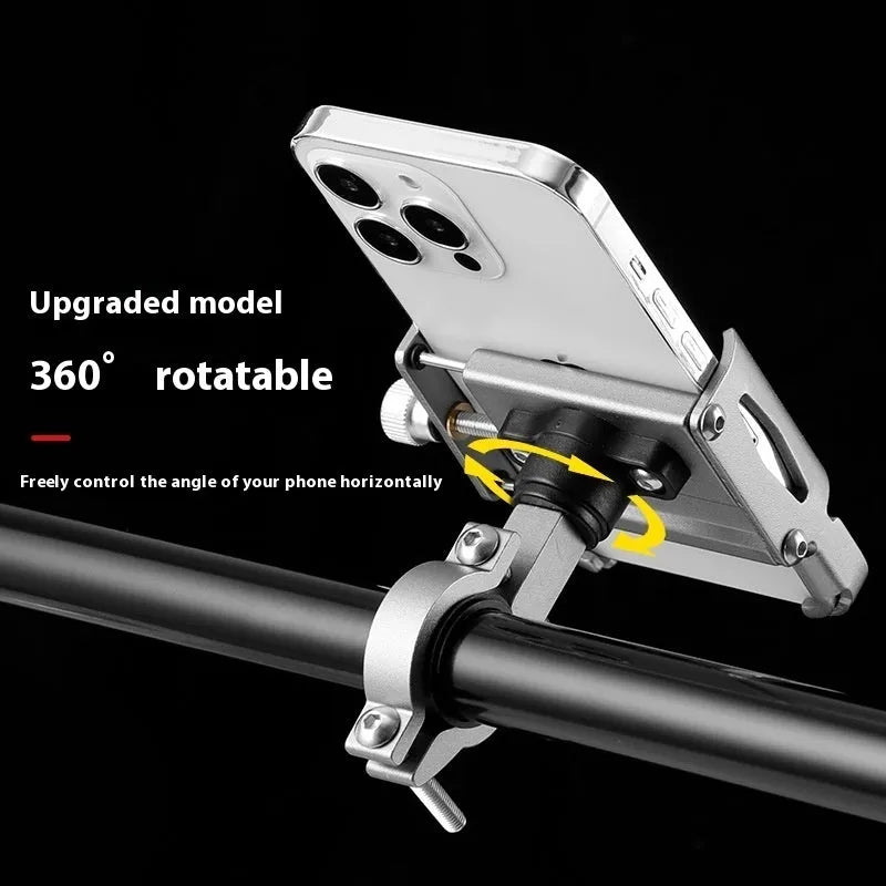 Bicycle aluminium alloy mobile phone holder for motorcycle navigation, black colour, mounted on handlebars