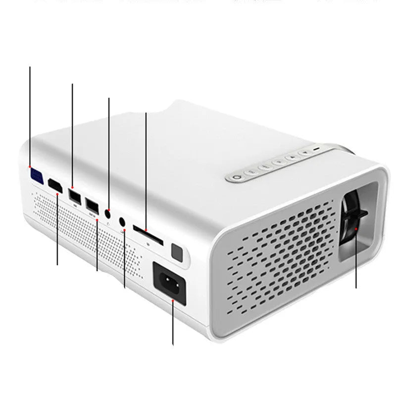 YG530 mini mobile phone projector in black or white with wireless connectivity for smartphones