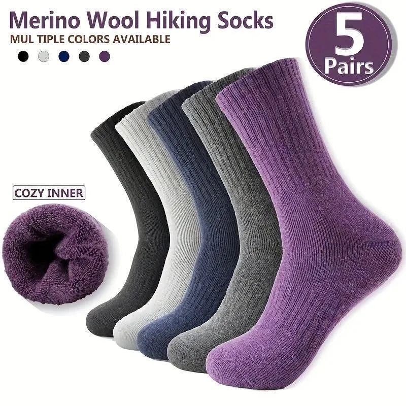 Unisex thickened cashmere tube socks in mixed colour, wool fabric, middle calf length