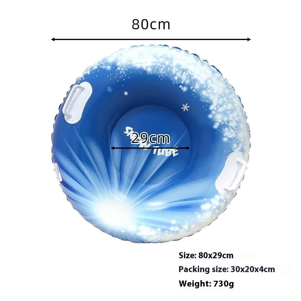 Colourful PVC ski ring toy for outdoor winter play with skiing-themed printed design