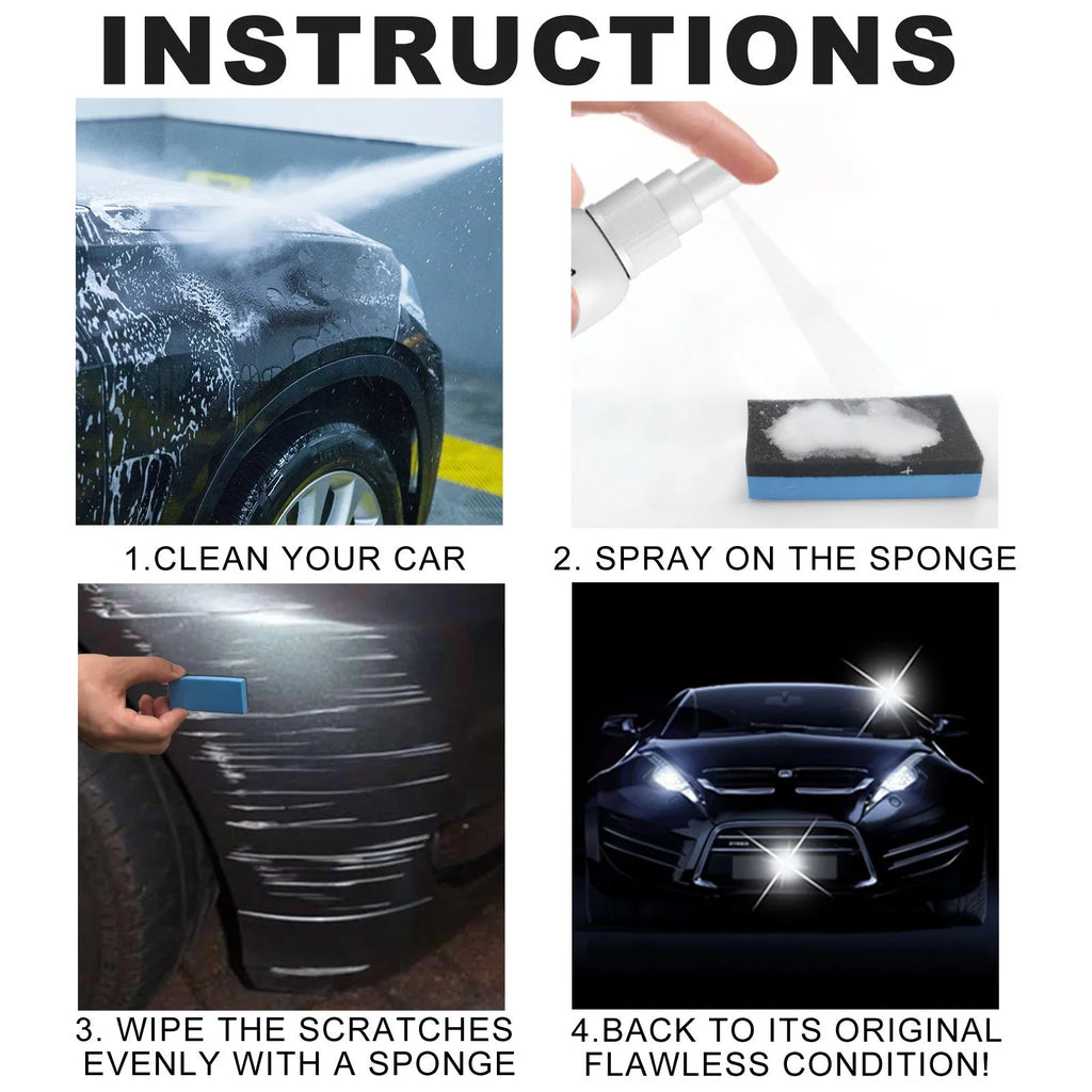 Car scratch repair spray can for paint scratch removal, available in 100ml, 50ml and 30ml sizes