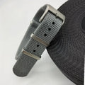 20mm wide nylon integrated watch strap in five colour options on a watch case.