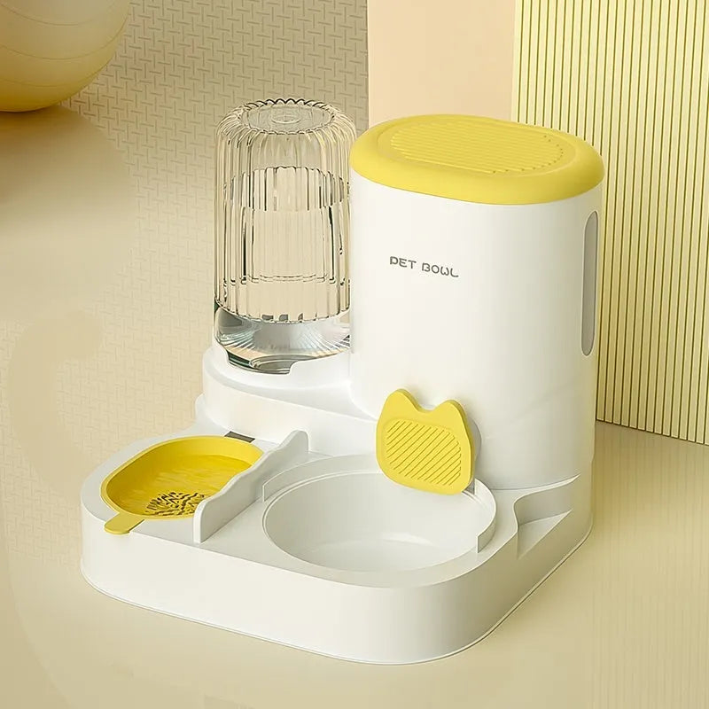 Automatic cat water fountain and feeding bowl integrated unit plastic construction 27x27x24cm stainless steel option
