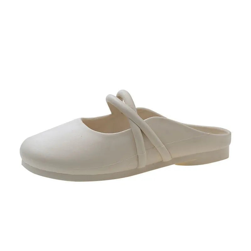 Summer Baotou women's plastic flip-flop sandals in Baotou black open-toe style