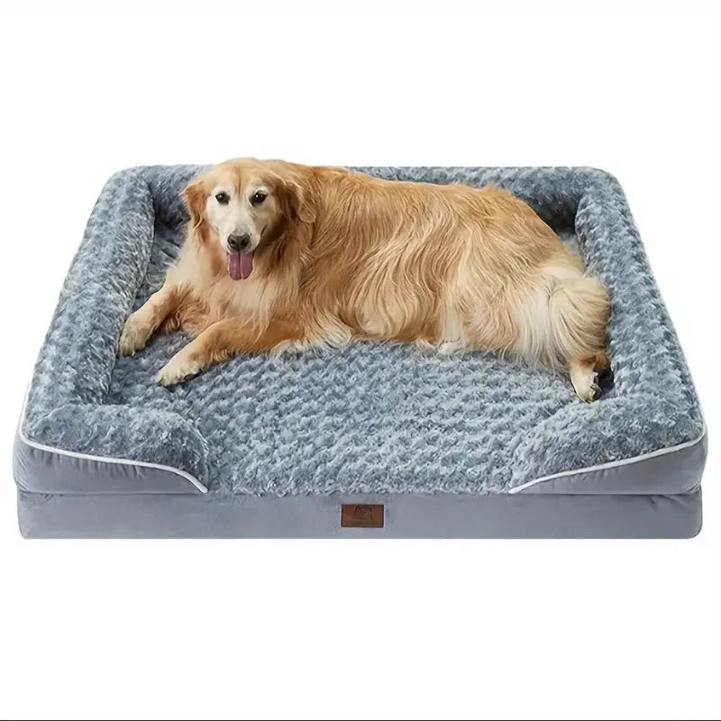 Waterproof fabric kennel mat for dogs in light gray, removable cover, size 91x69cm