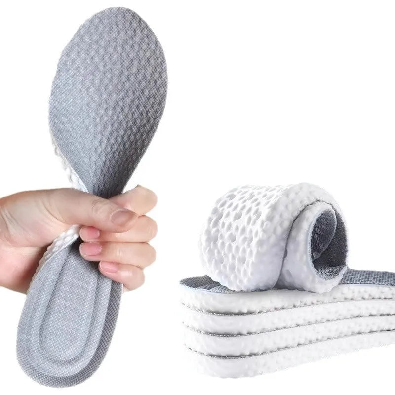 Breathable grey, black, and orange PU sports insoles designed to be cut to fit shoe sizes UK 35 to 46.