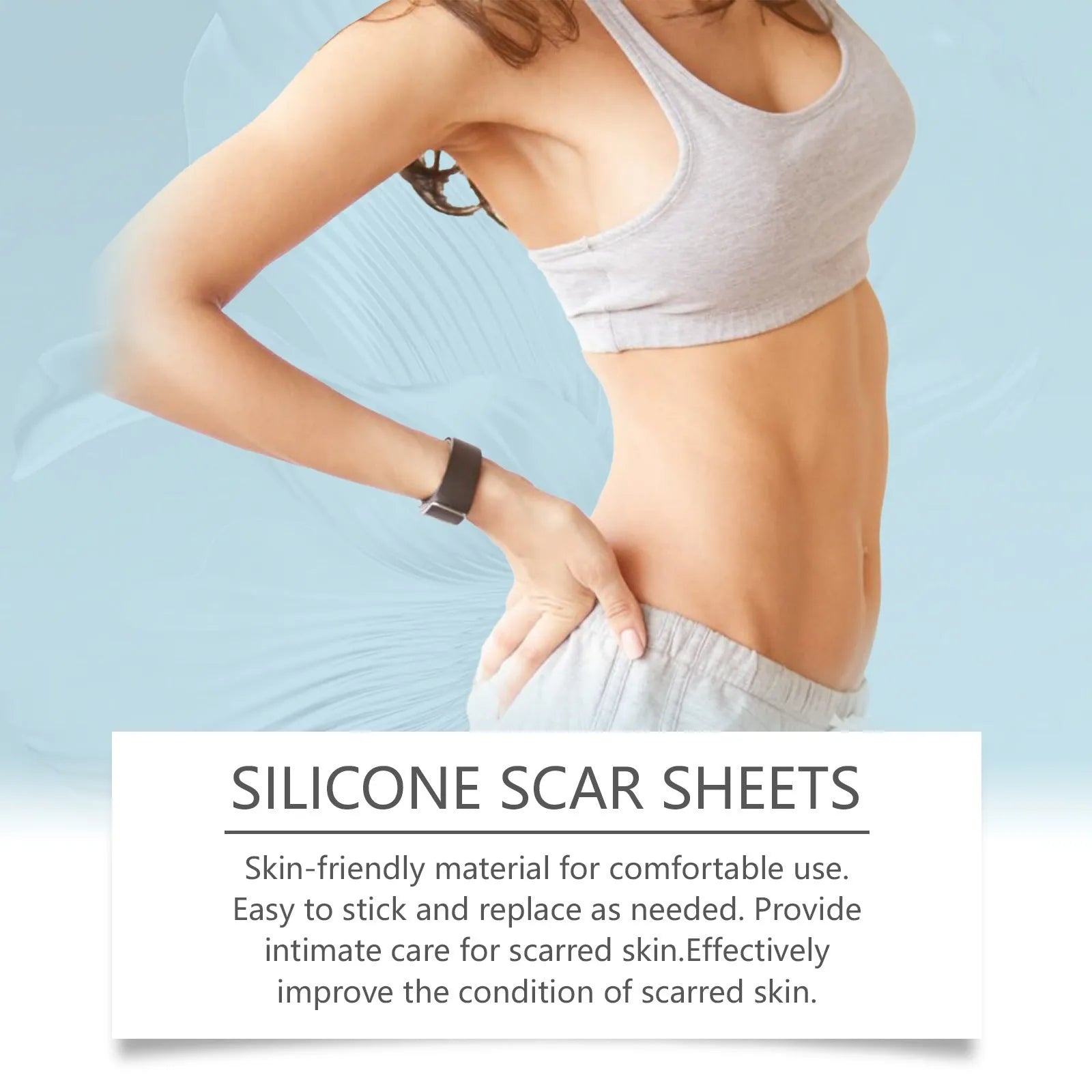 Roll of clear silicone scar paster sheet with mint leaf active ingredient