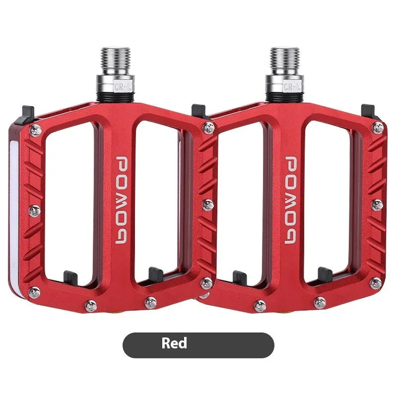 Pair of aluminium alloy bicycle pedals with integrated 710LED lights in black finish