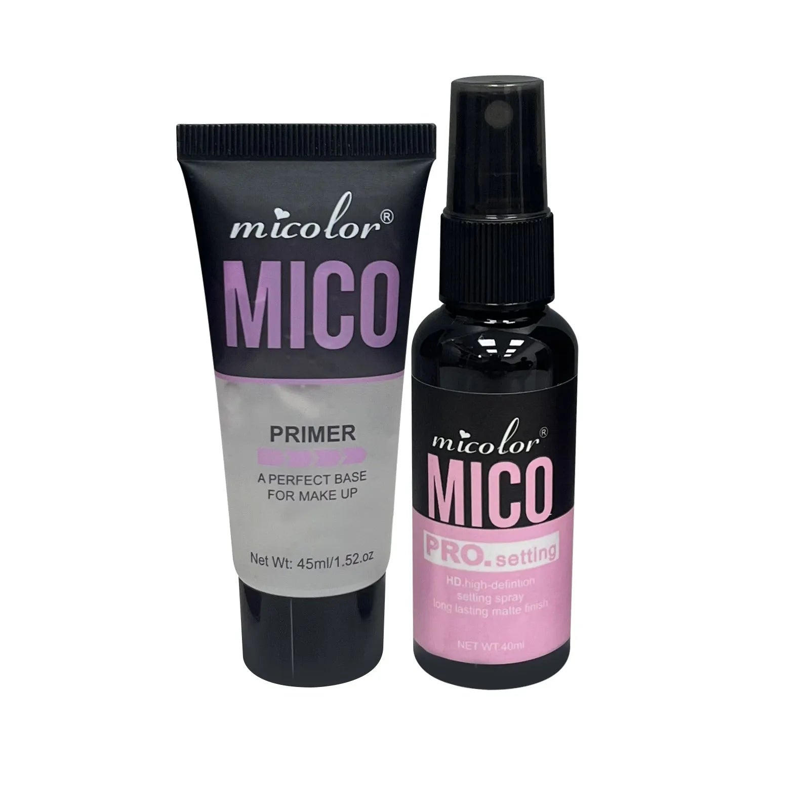 Makeup primer and final sealer spray two-in-one set with 45ml and 40ml bottles