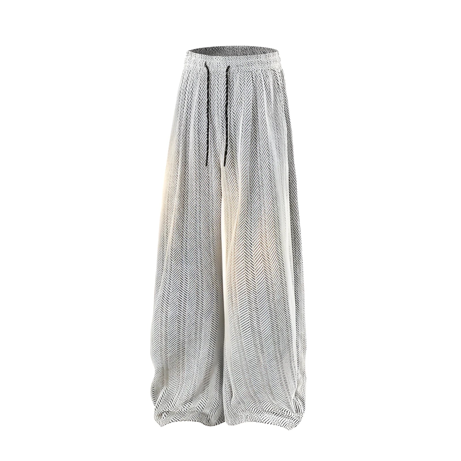 Hollow-out straight-leg trousers with fleece lining and elastic waist in light grey colour