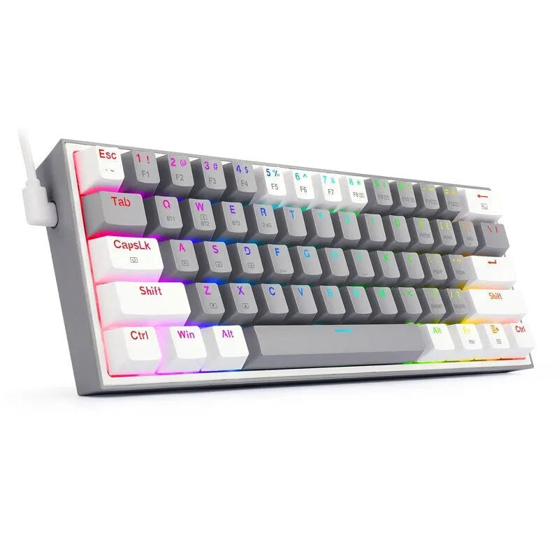 K617 RGB backlit mechanical keyboard with dual-colour keycaps in white and pink.