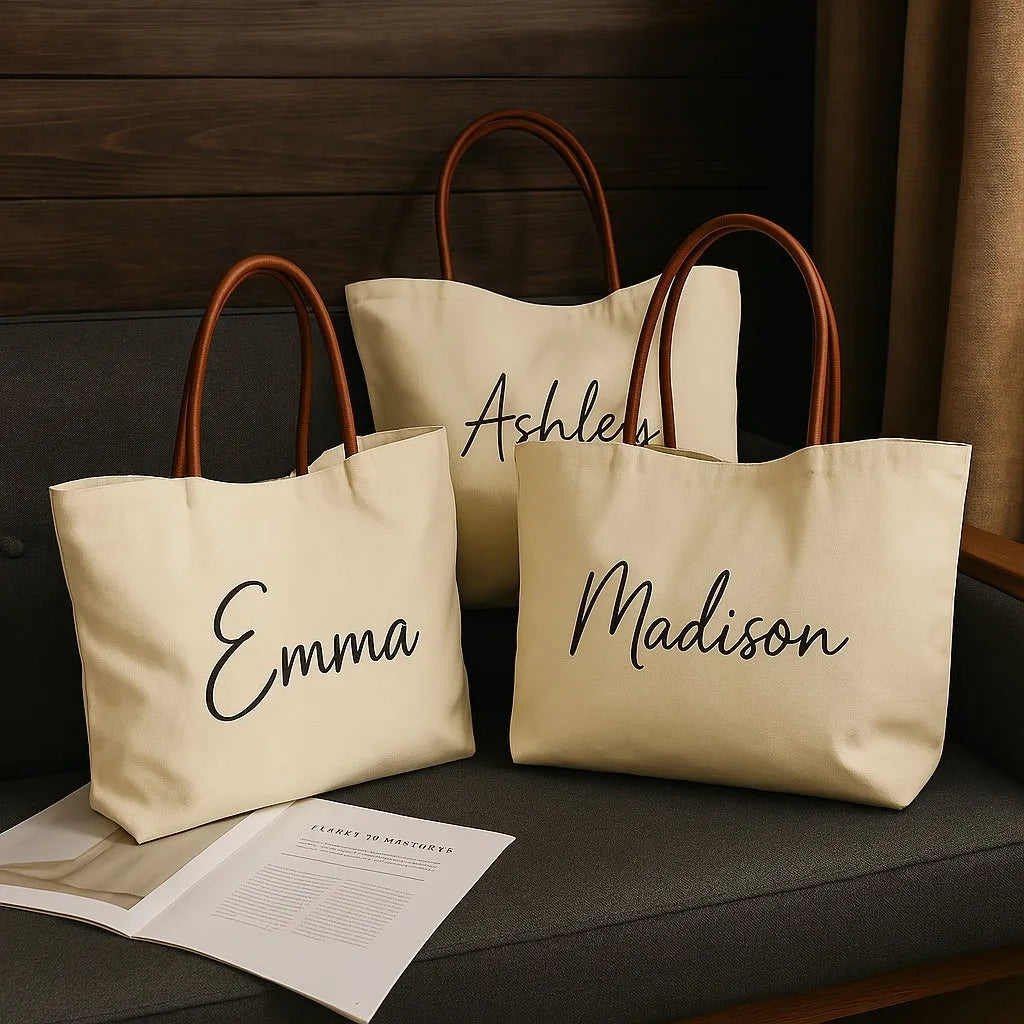 Natural cotton canvas tote bag in beige white and white colours with large main compartment