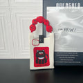 Cute cartoon knitted polyester messenger bag in square vertical shape with single shoulder strap, featuring an open pocket and mobile phone pocket.