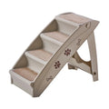 Foldable plastic pet stairs with non-slip mat for small dogs and cats in beige colour